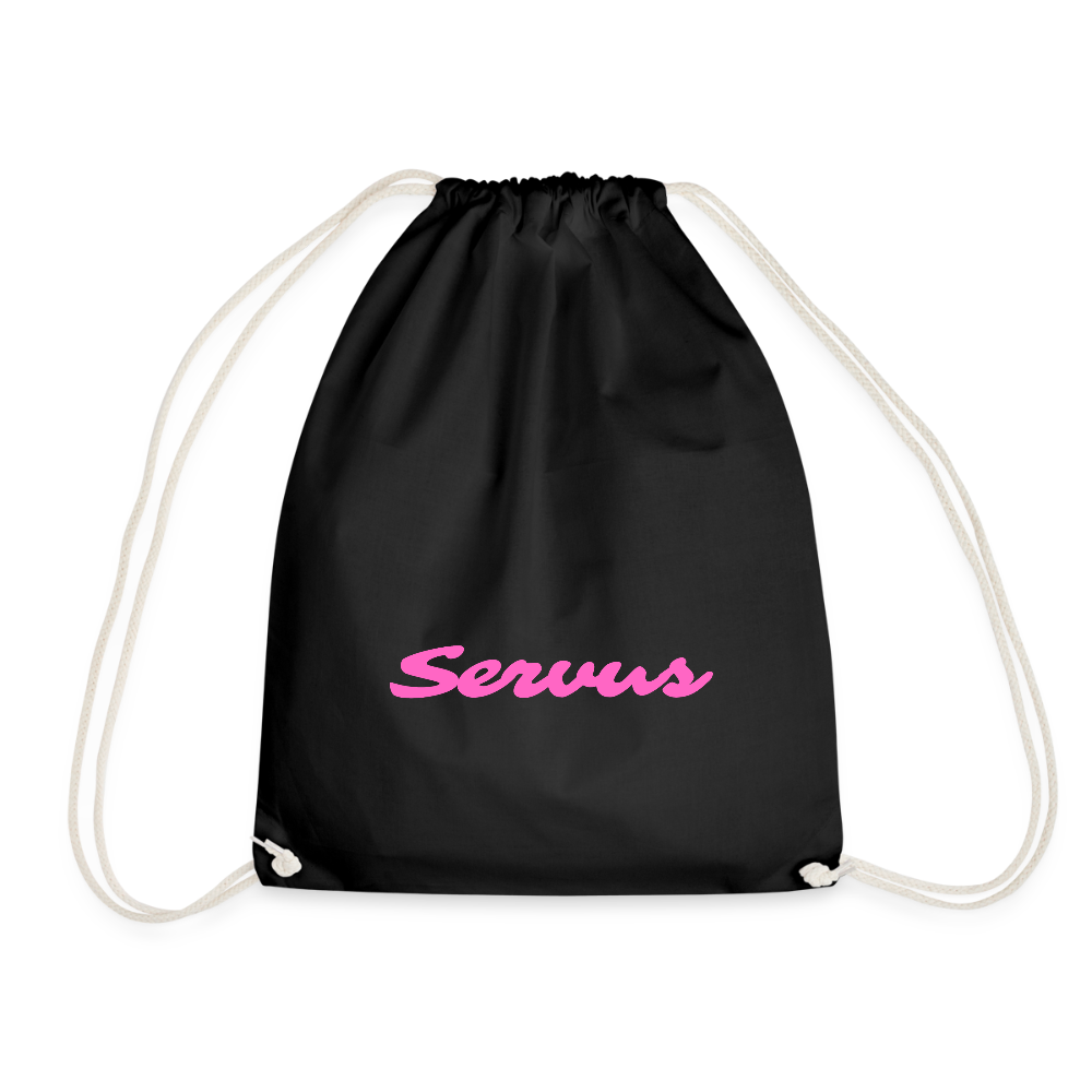 Servus (dt. Hallo) in pink, Gym/ Beach Bag - Turnsackerl (dt. Turnbeutel) - Schwarz