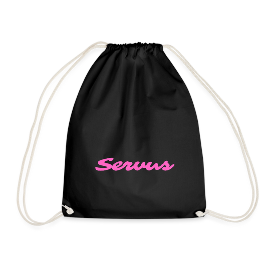 Servus (dt. Hallo) in pink, Gym/ Beach Bag - Turnsackerl (dt. Turnbeutel) - Schwarz