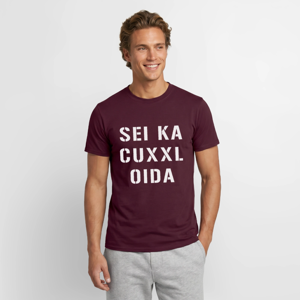 SEI KA CUXXL OIDA, Männer T-Shirt - Ziegelrot
