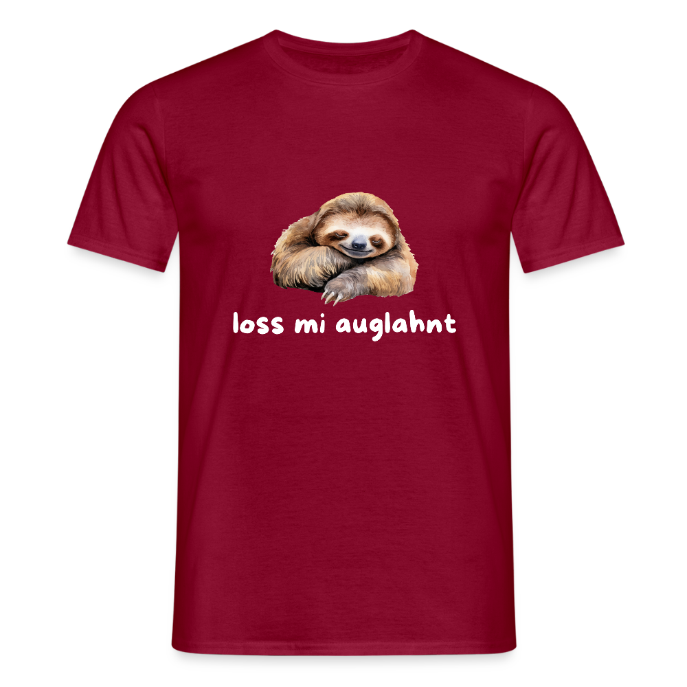Loss mi auglahnt - Faultier,  Männer T-Shirt - Ziegelrot