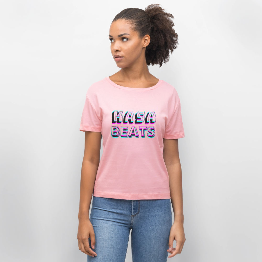 KASA BEATS, funky 3D letters, Stanley/ Stella relaxed fit Women Organic T-Shirt - Hellrosa
