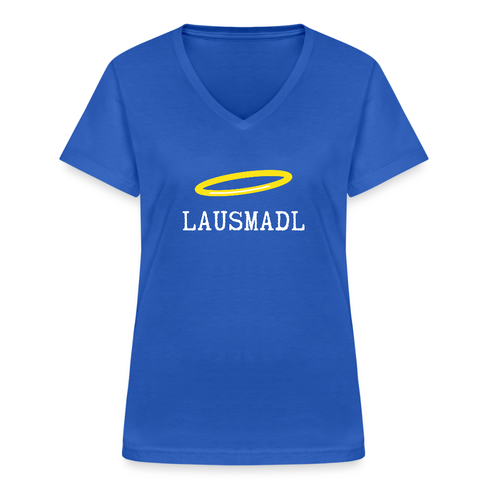 Lausmadl, Klassisches Frauen T-Shirt mit V-Ausschnitt - Royalblau