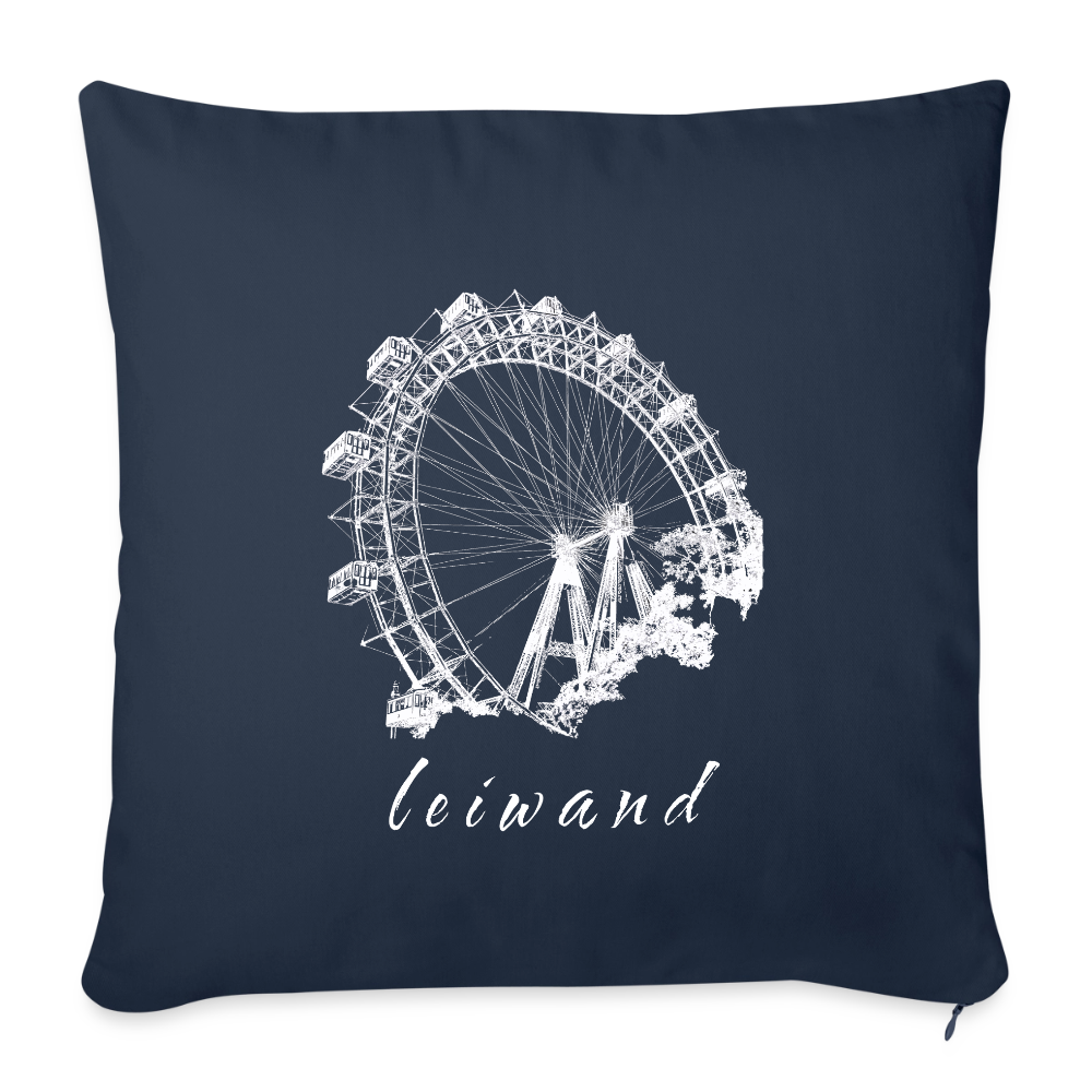 Wiener Riesenrad & leiwand in weiß,  Polster mit Füllung 44 x 44 cm - Navy