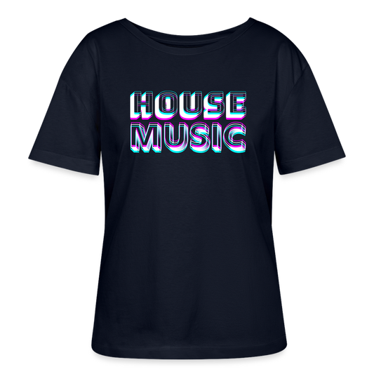 HOUSE MUSIC, Stanley/ Stella lockeres Frauen Organic T-Shirt - relaxed fit - Navy