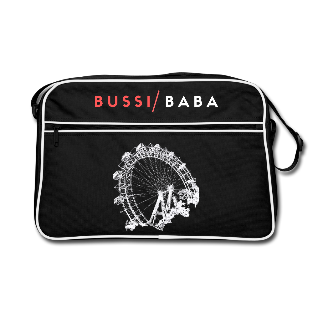Bussi Baba korallenrot - Wiener Riesenrad in weiß, Retro Tasche - Schwarz/Weiß