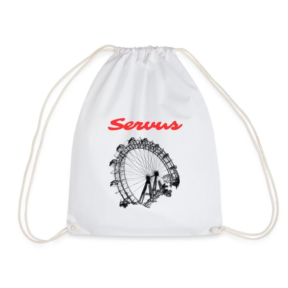 Servus rot + Wiener Riesenrad, Gym Bag - Turnsackerl - Weiß