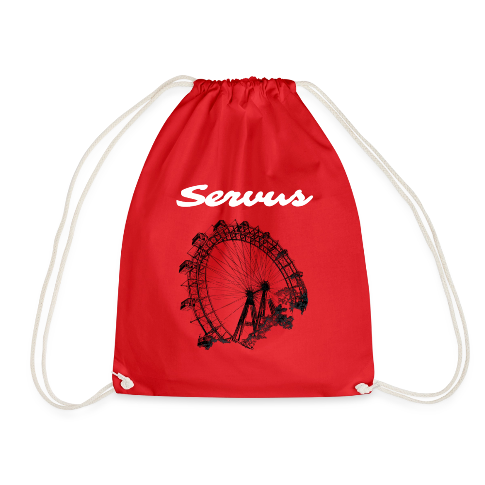 Servus weiß + Wiener Riesenrad, Gym Bag - Turnsackerl - Rot