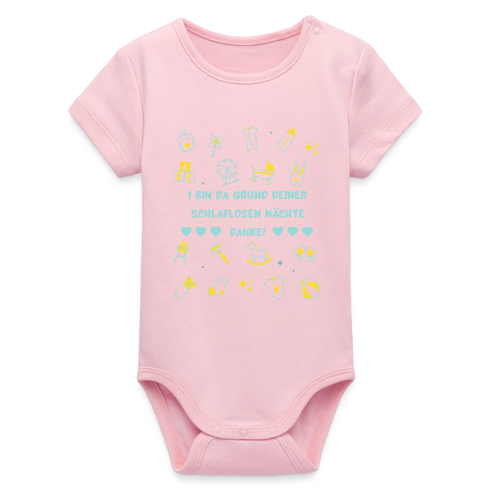 I bin da Grund, Bio Baby-Body (kurzarm) - Hellrosa