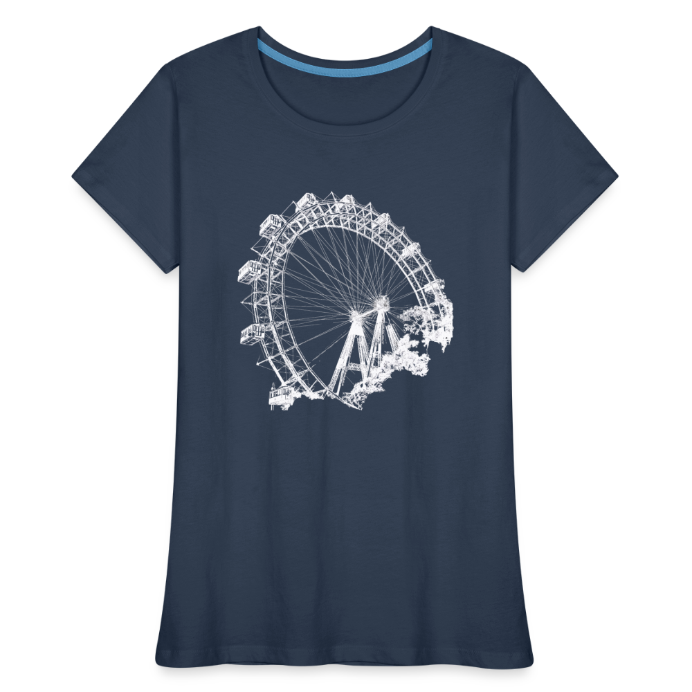 Wiener Riesenrad weiß - Frauen Premium Bio T-Shirt - Navy