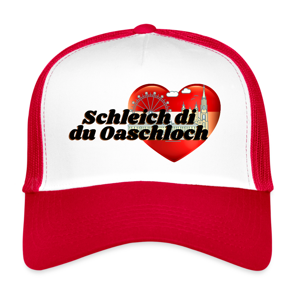 Schleich di du Oaschloch - Wien im Herzen, Trucker Cap/ Kapperl - Weiß/Rot