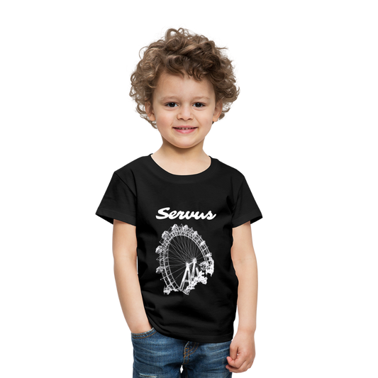 Servus (dt. Hallo) und Wiener Riesenrad in weiß, Kinder (2 - 8 Jahre) Premium T-Shirt - Schwarz