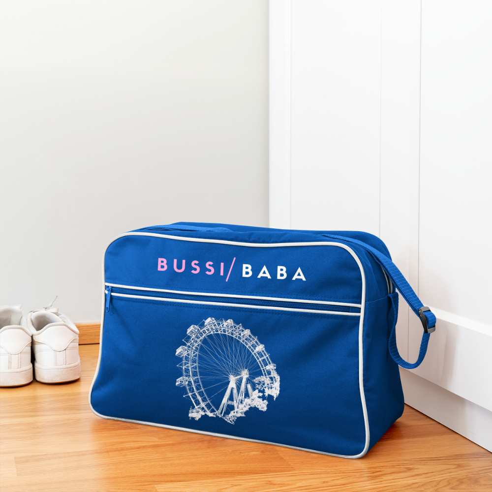 Bussi Baba rosa - Wiener Riesenrad in weiß, Retro Tasche - Blau/Weiß