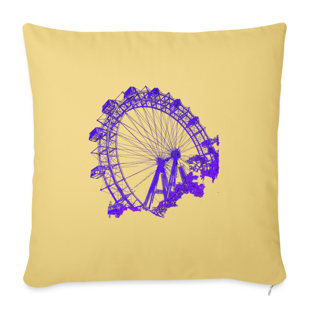 Wiener Riesenrad im Prater  - Wahrzeichen von Wien, Riesenrad in lila, Sofakissen mit Füllung 44 x 44 cm - Hellgelb