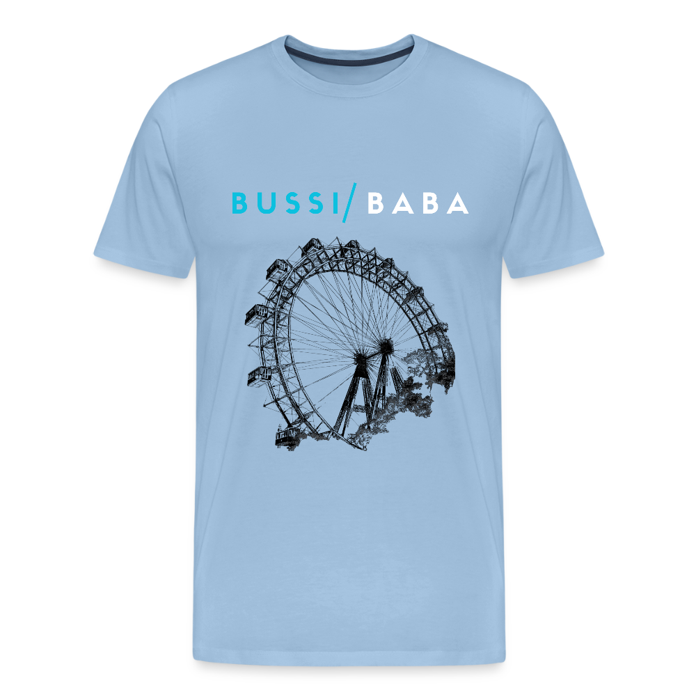 Bussi Baba hellblau - Wiener Riesenrad in schwarz, Männer Premium T-Shirt - Sky