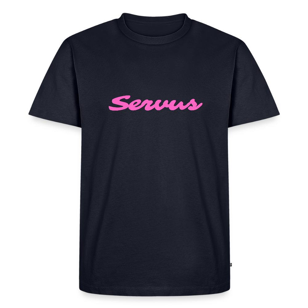 Servus (dt. Hallo) in pink, Männer Premium T-Shirt - Navy