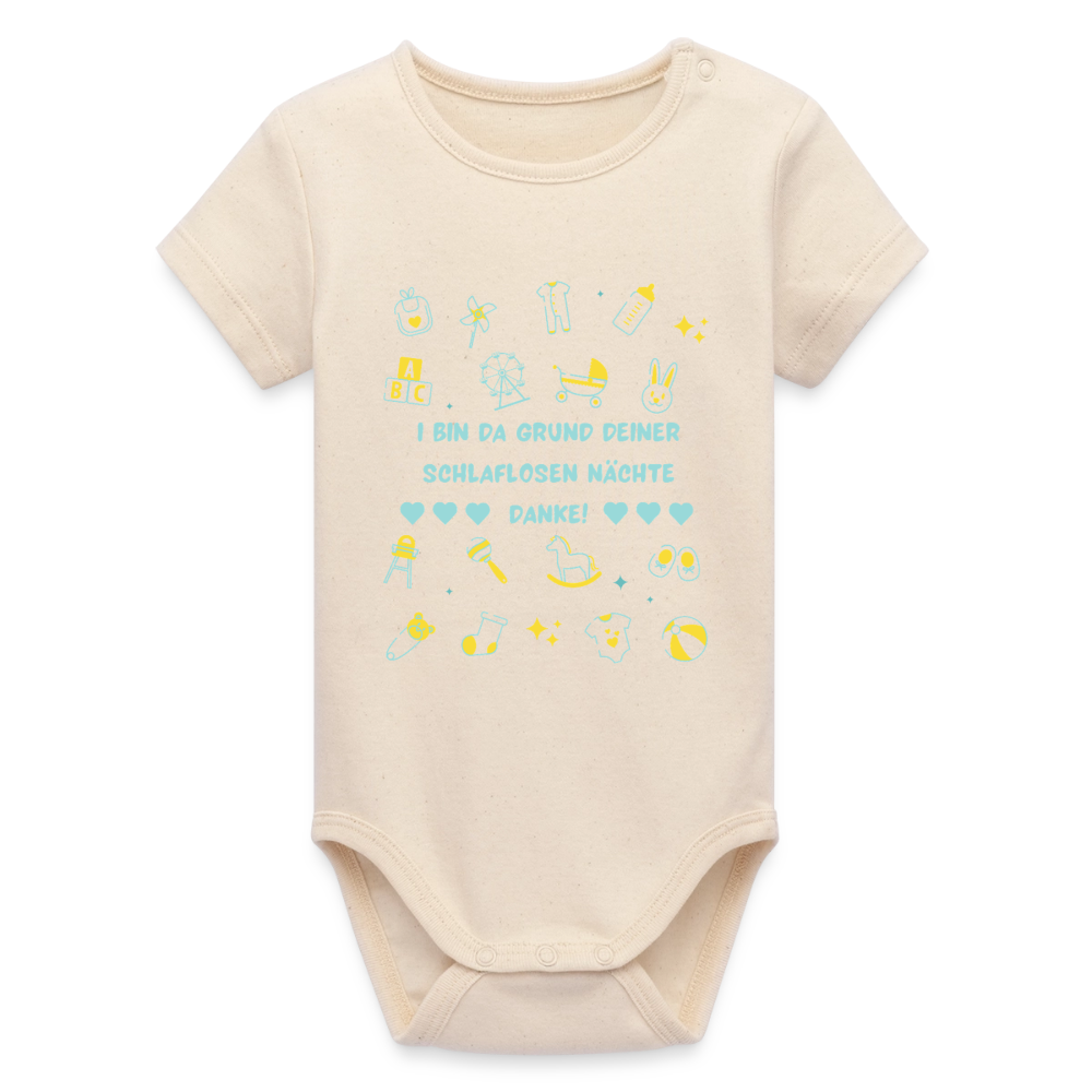 I bin da Grund, Bio Baby-Body (kurzarm) - Natur