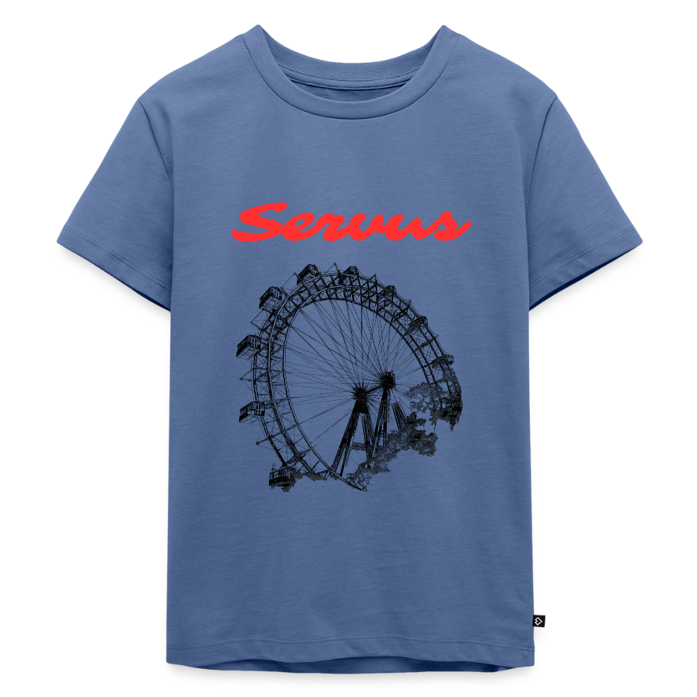 Servus (dt. Hallo) in rot & Wiener Riesenrad in schwarz, Kinder Premium T-Shirt - Taubenblau