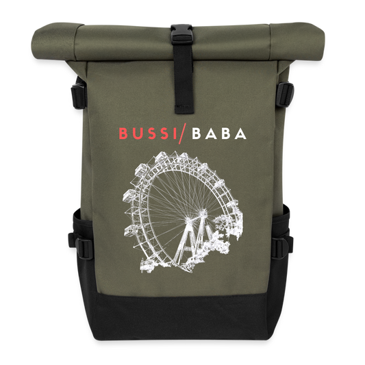 Bussi Baba korallenrot - Wiener Riesenrad in weiß, Rucksack - Olive/Schwarz