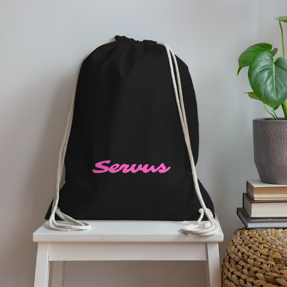 Servus (dt. Hallo) in pink, Gym/ Beach Bag - Turnsackerl (dt. Turnbeutel) - Schwarz