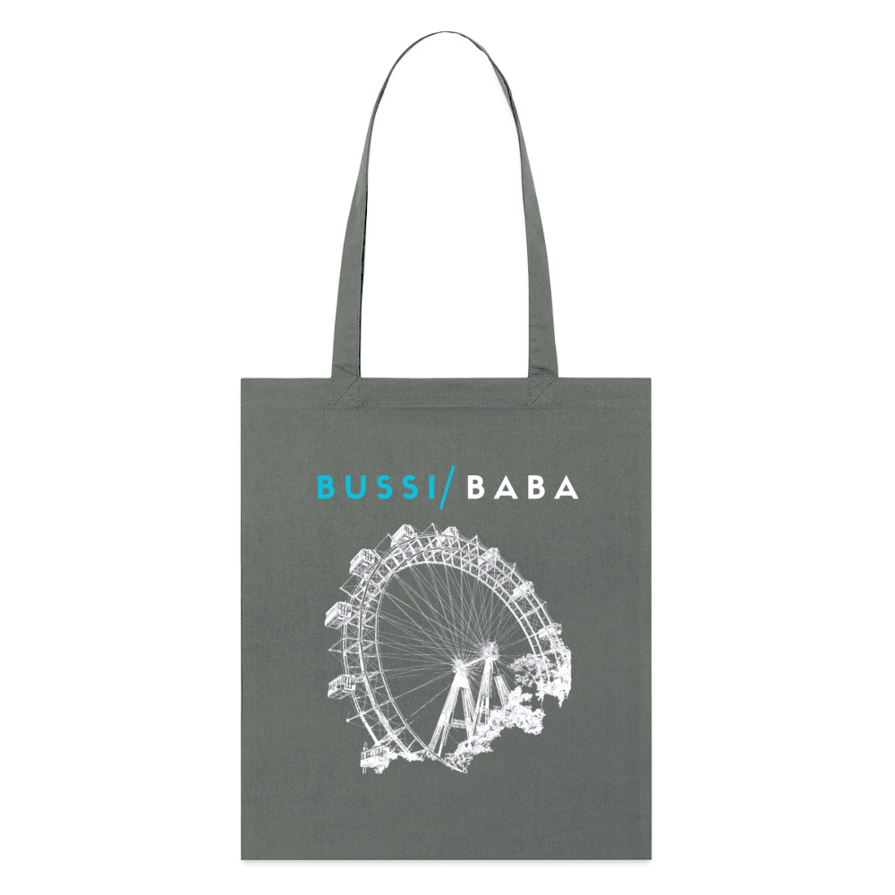Bussi Baba aquablau - Wiener Riesenrad in weiß, Stanley/Stella Bio-Stoffsackerl - Anthrazit