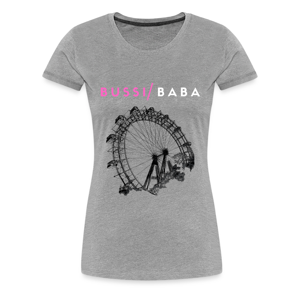 Bussi Baba pink - Wiener Riesenrad in schwarz, Frauen Premium T-Shirt - Grau meliert