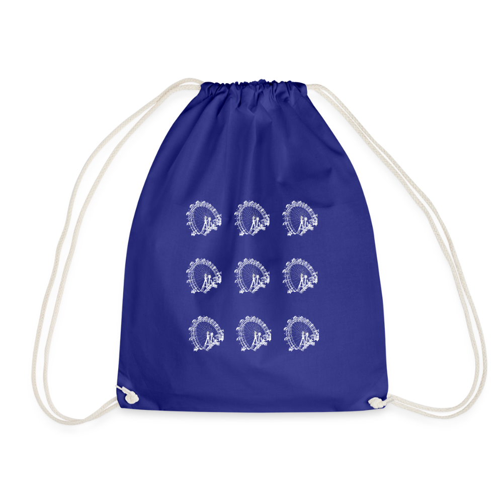 Wiener Riesenrad - 3x3 kleine Riesenräder in weiß, Gym Bag - Turnsackerl (dt. Turnbeutel) - Königsblau