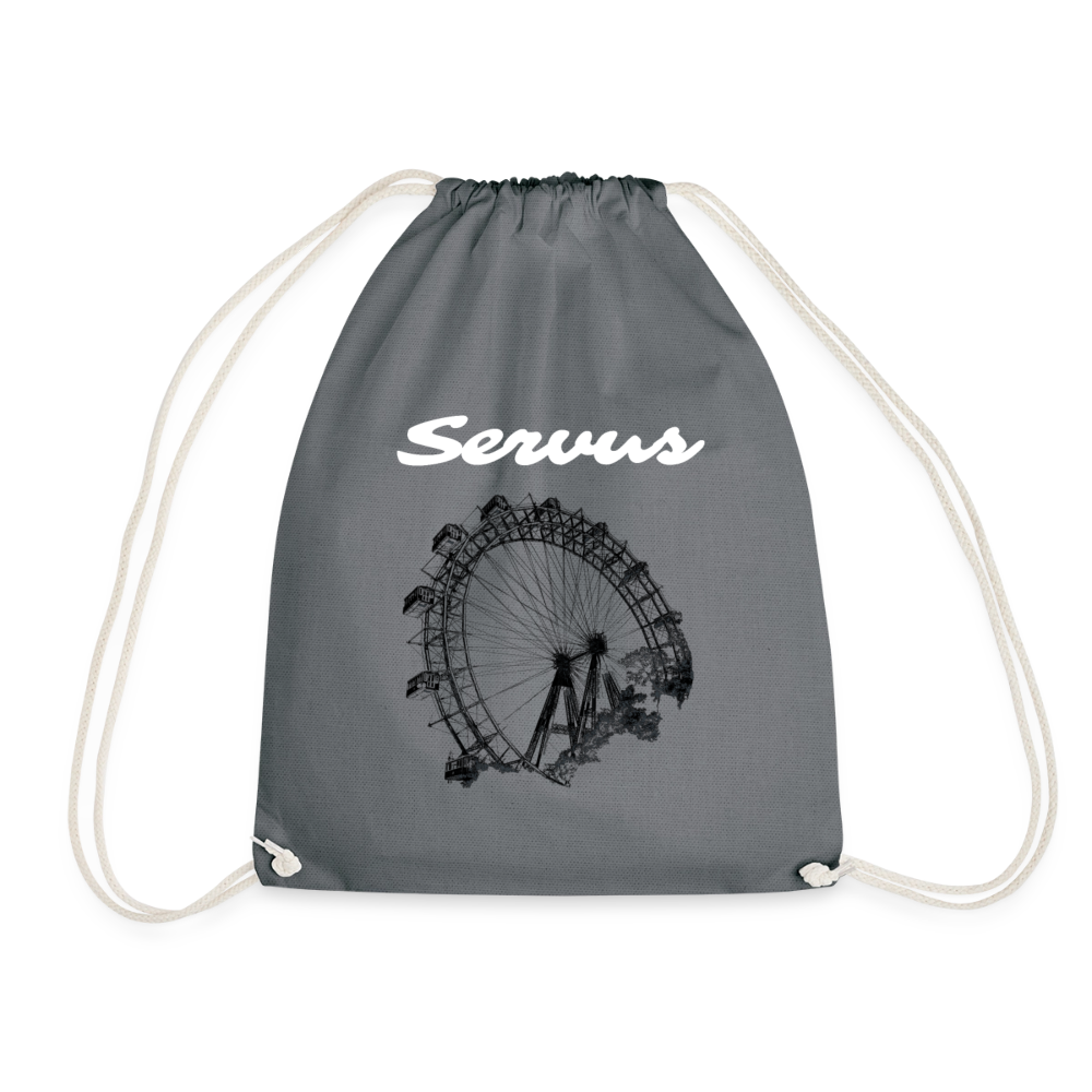 Servus weiß + Wiener Riesenrad, Gym Bag - Turnsackerl - Grau
