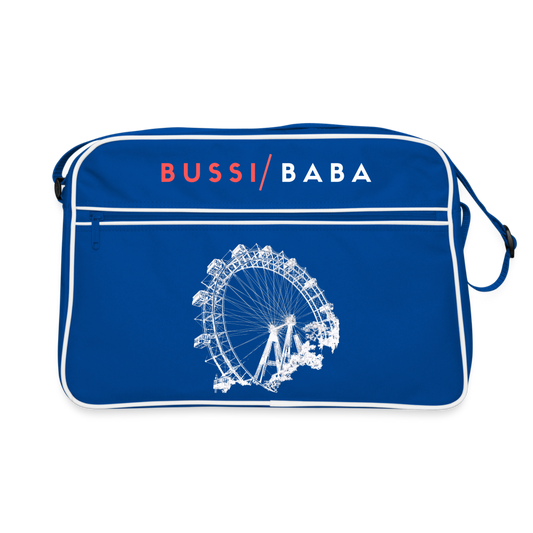Bussi Baba korallenrot - Wiener Riesenrad in weiß, Retro Tasche - Blau/Weiß