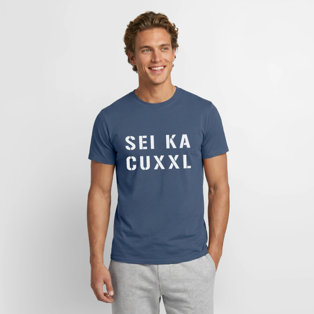 SEI KA CUXXL, Männer T-Shirt - Dunkles Denimblau