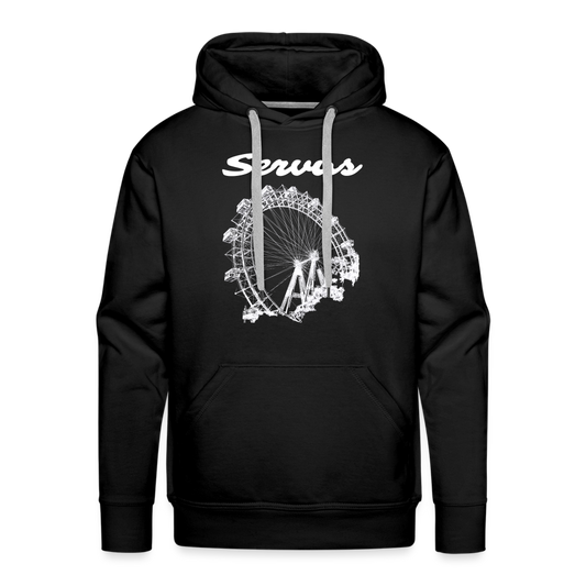 Servus (dt. Hallo) und Wiener Riesenrad in weiß, Männer Premium Hoodie - Schwarz