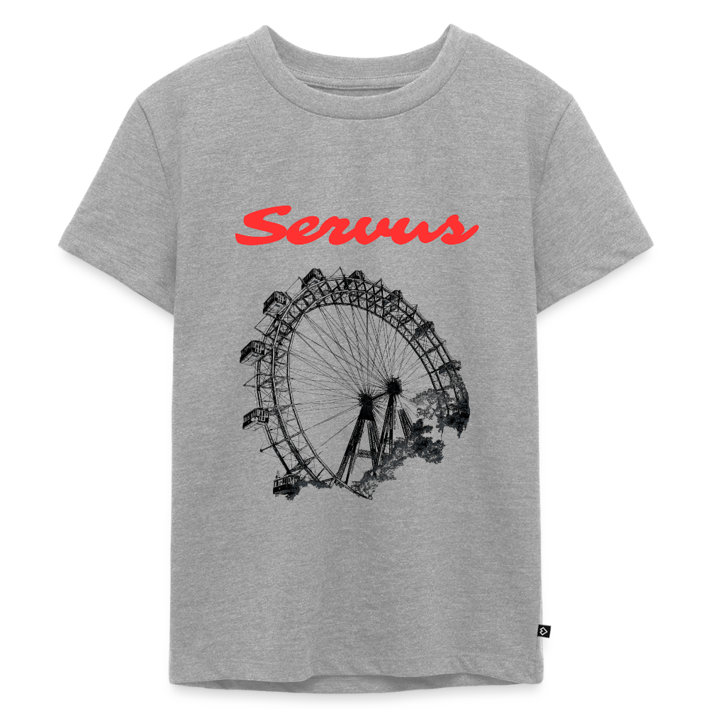 Servus (dt. Hallo) in rot & Wiener Riesenrad in schwarz, Kinder Premium T-Shirt - Grau meliert