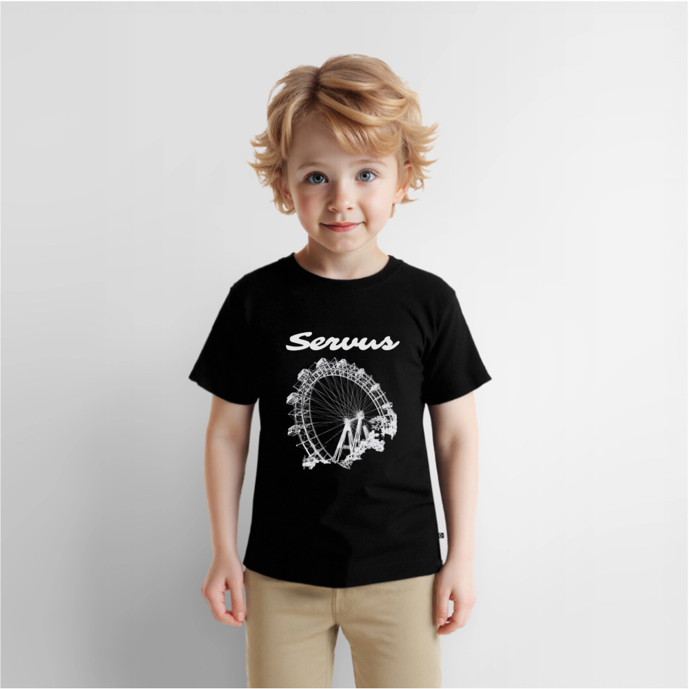 Servus (dt. Hallo) und Wiener Riesenrad in weiß, Kinder (2 - 8 Jahre) Premium T-Shirt - Schwarz
