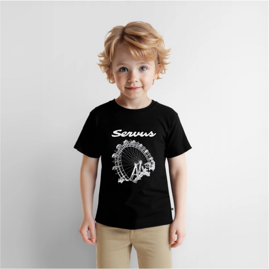 Servus (dt. Hallo) und Wiener Riesenrad in weiß, Kinder (2 - 8 Jahre) Premium T-Shirt - Schwarz