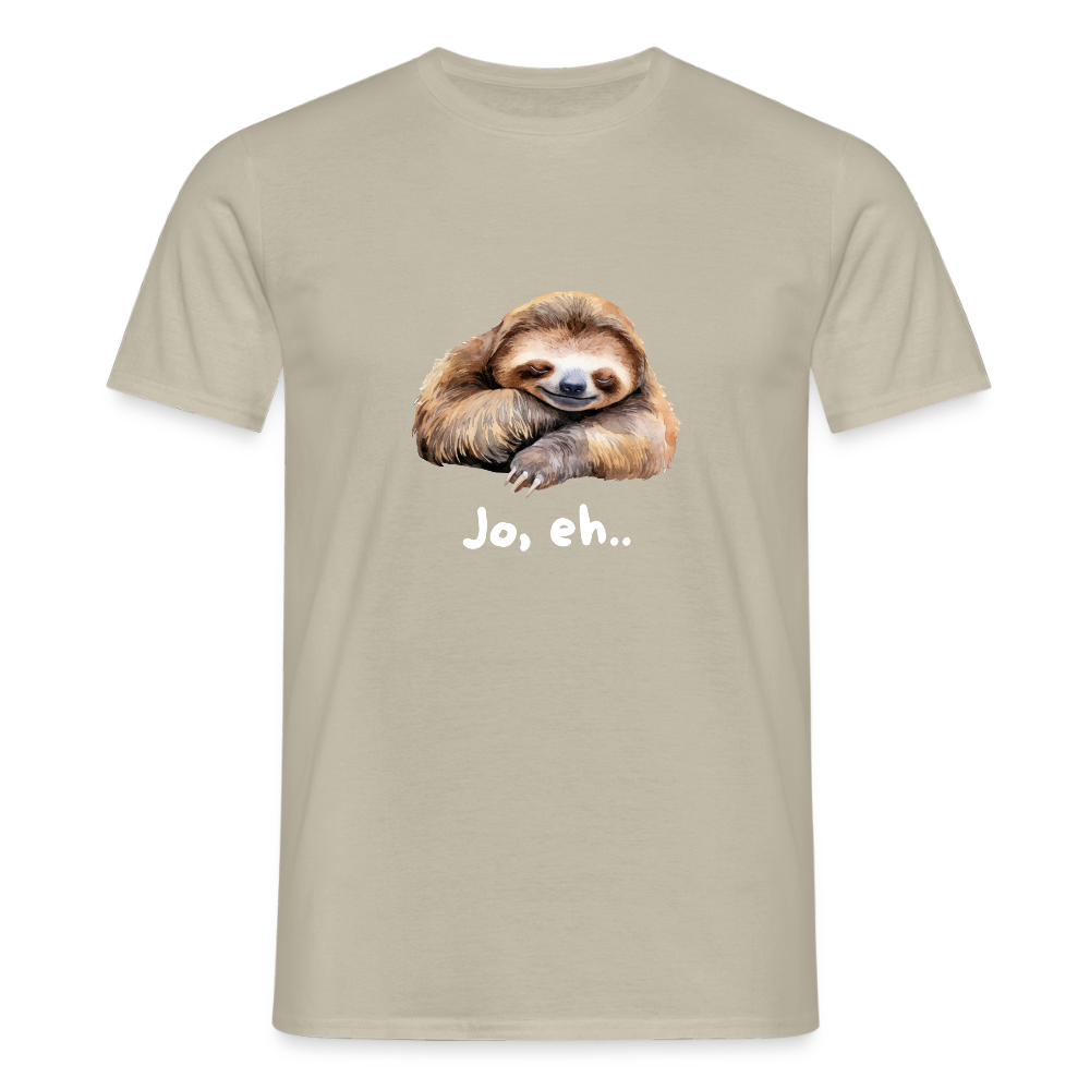 Jo eh - Faultier,  Männer T-Shirt - Sandbeige