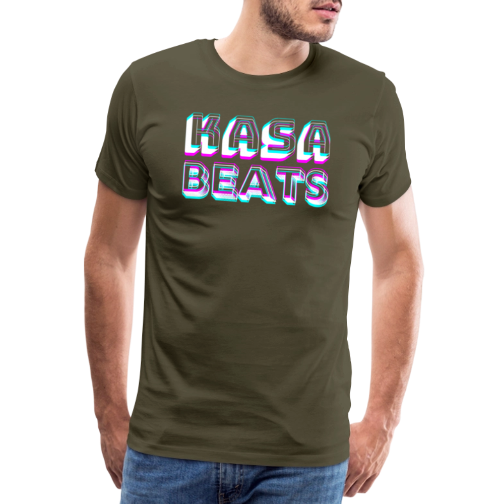 KASA BEATS, funky 3D letters, Men/ Männer Premium T-Shirt - Khaki
