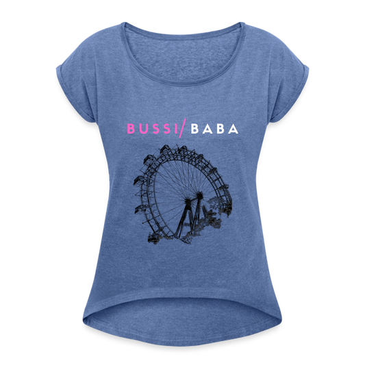 Bussi Baba pink - Wiener Riesenrad in schwarz, lockeres Frauen T-Shirt - Denim meliert