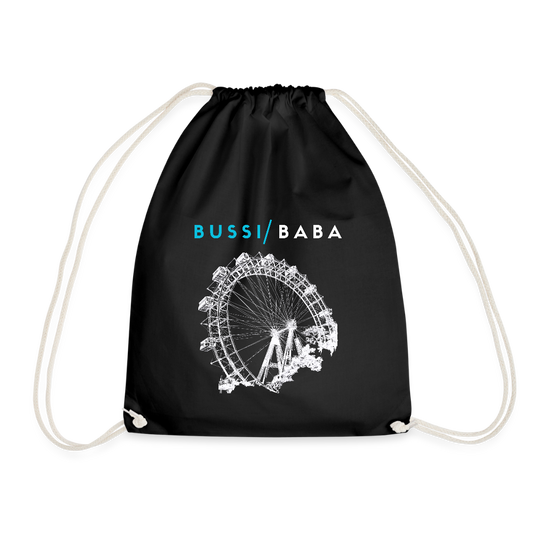 Bussi Baba aquablau - Wiener Riesenrad in weiß, Gym Bag - Turnsackerl (dt. Turnbeutel) - Schwarz