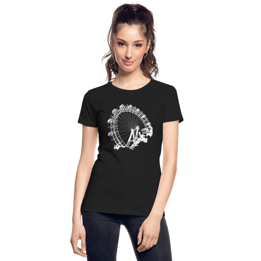 Wiener Riesenrad weiß - Frauen Premium Bio T-Shirt - Schwarz