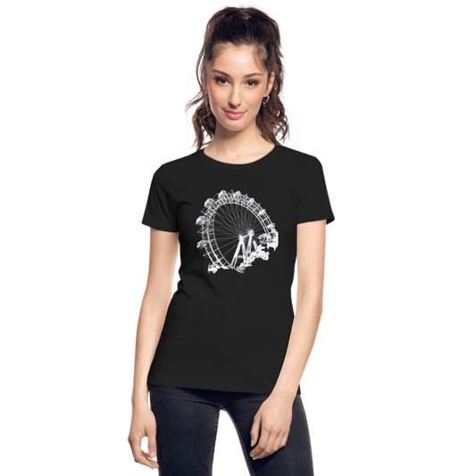 Wiener Riesenrad weiß - Frauen Premium Bio T-Shirt - Schwarz