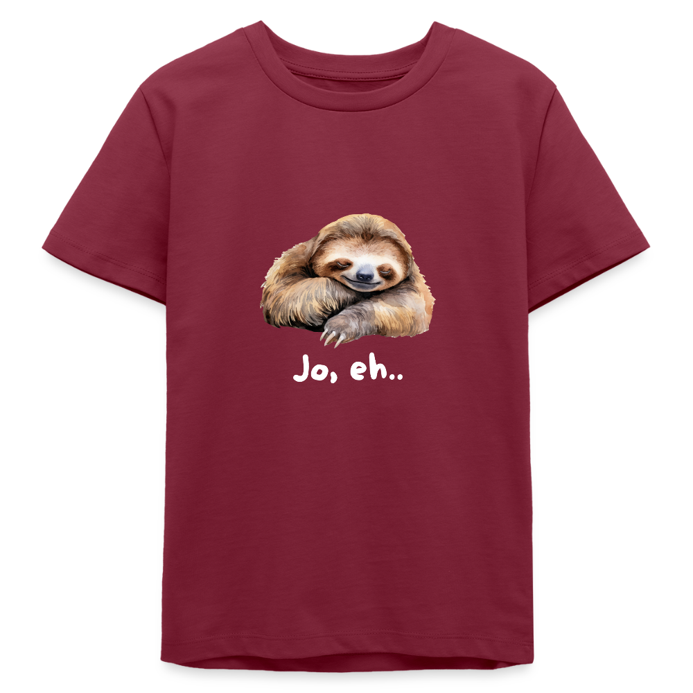 Jo eh - Faultier,  Stanley/ Stella Bio Teenager T-Shirt - Burgunderrot