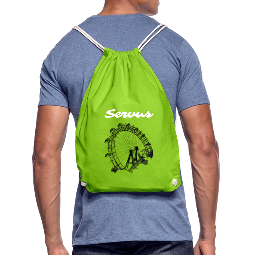 Servus weiß + Wiener Riesenrad, Gym Bag - Turnsackerl - Neongrün