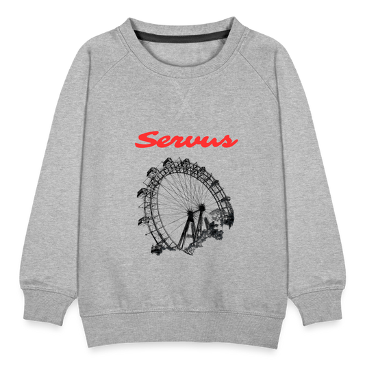 Servus (dt. Hallo) in rot & Wiener Riesenrad in schwarz, Kinder Premium Pullover - Grau meliert