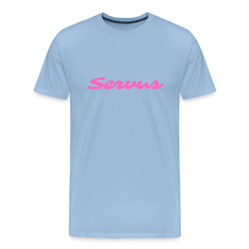Servus (dt. Hallo) in pink, Männer Premium T-Shirt - Sky