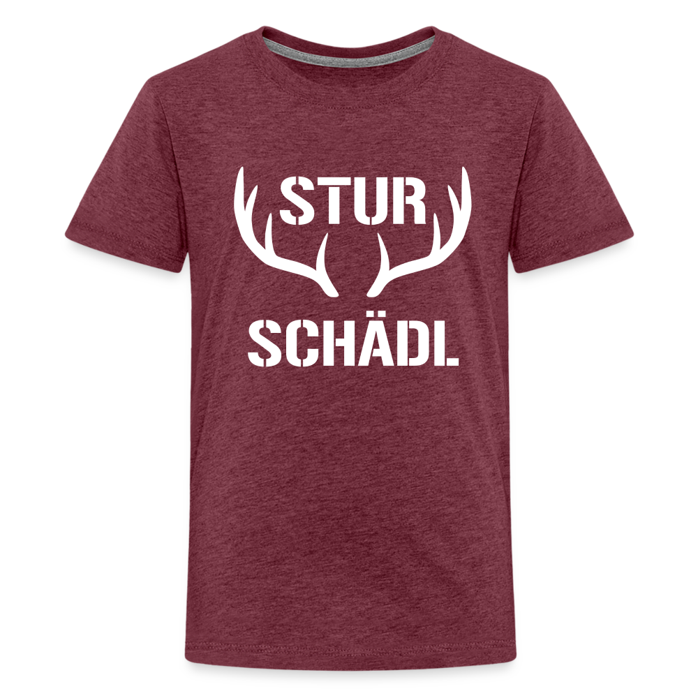 Sturschädl, Teenager (10 - 12 Jahre) Premium  T-Shirt - Bordeauxrot meliert