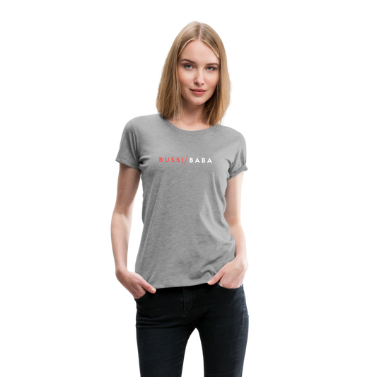 Bussi / Baba korallenrot, Frauen Premium T-Shirt - Grau meliert