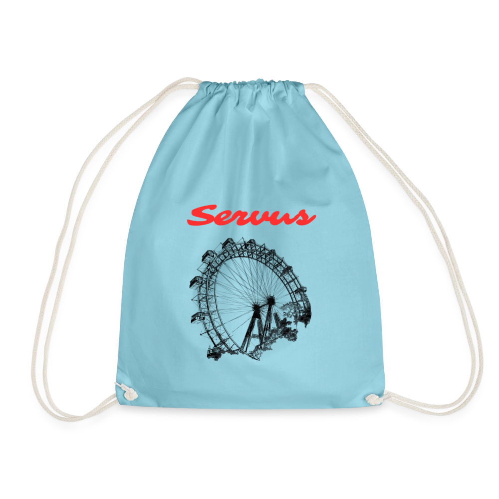Servus rot + Wiener Riesenrad, Gym Bag - Turnsackerl - Aqua