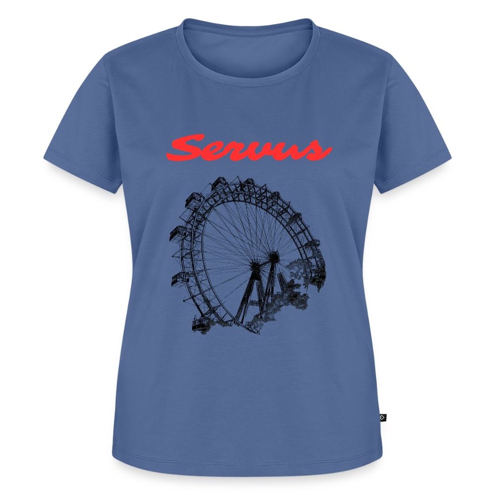 Servus (dt. Hallo) in rot & Wiener Riesenrad in schwarz, Frauen Premium T-Shirt - Taubenblau
