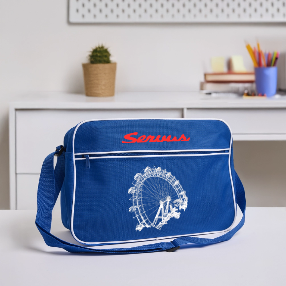 Servus & Wiener Riesenrad in weiß, Retro Tasche - Blau/Weiß
