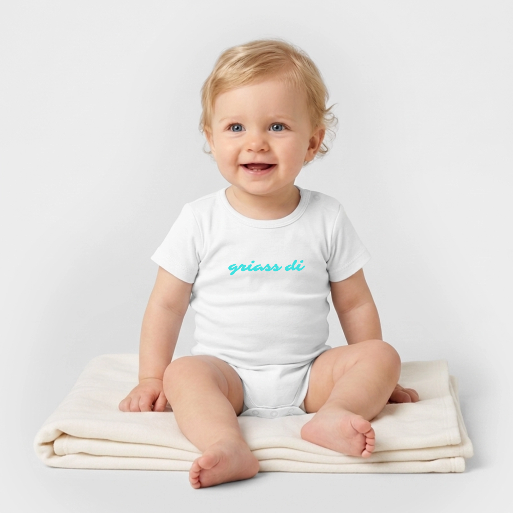 griass di - grüß dich, Bio Baby-Body (kurzarm) - Weiß