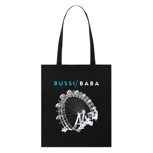Bussi Baba aquablau - Wiener Riesenrad in weiß, Stanley/Stella Bio-Stoffsackerl - Schwarz